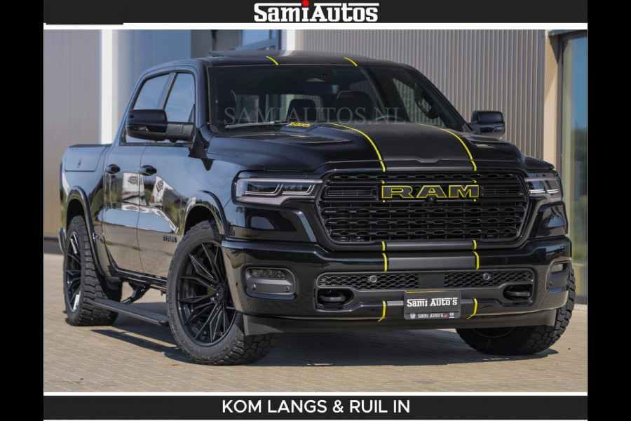 Dodge Ram Limited Night H.O 540HP 706Nm | Massage + Full Option | De Meest Luxe en Volle Pick-Up in zijn Klasse | Comfortabele Dubbele Cabine met Royale 5 Zitplaatsen | BPM vrij | Nu Leverbaar uit Voorraad | Voorraad Nr 2356 - 0990 | De specialist in Amerikaanse pick‑ups in Nederland en Europa.
