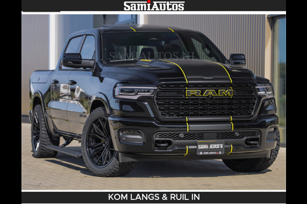 Dodge Ram Limited Night H.O 540HP 706Nm | Massage + Full Option | De Meest Luxe en Volle Pick-Up in zijn Klasse | Comfortabele Dubbele Cabine met Royale 5 Zitplaatsen | BPM vrij | Nu Leverbaar uit Voorraad | Voorraad Nr 2356 - 0990 | De specialist in Amerikaanse pick‑ups in Nederland en Europa.