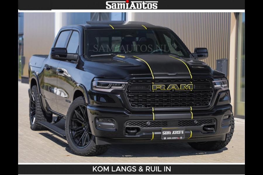 Dodge Ram Limited Night H.O 540HP 706Nm | Massage + Full Option | De Meest Luxe en Volle Pick-Up in zijn Klasse | Comfortabele Dubbele Cabine met Royale 5 Zitplaatsen | BPM vrij | Nu Leverbaar uit Voorraad | Voorraad Nr 2356 - 0990 | De specialist in Amerikaanse pick‑ups in Nederland en Europa.