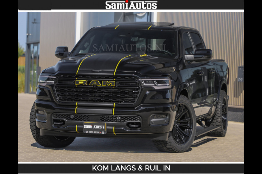 Dodge Ram Limited Night H.O 540HP 706Nm | Massage + Full Option | De Meest Luxe en Volle Pick-Up in zijn Klasse | Comfortabele Dubbele Cabine met Royale 5 Zitplaatsen | BPM vrij | Nu Leverbaar uit Voorraad | Voorraad Nr 2356 - 0990 | De specialist in Amerikaanse pick‑ups in Nederland en Europa.
