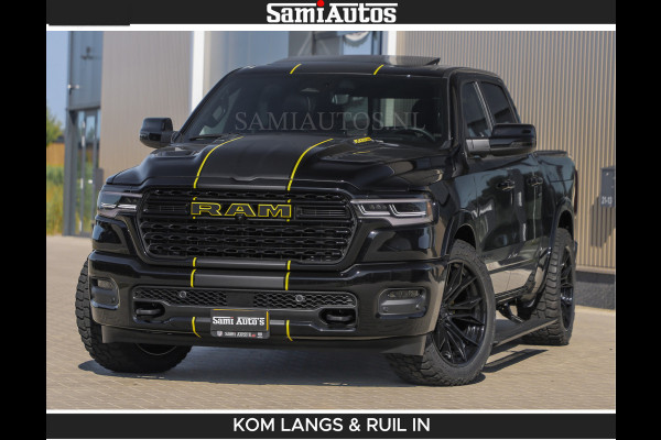 Dodge Ram Limited Night H.O 540HP 706Nm | Massage + Full Option | De Meest Luxe en Volle Pick-Up in zijn Klasse | Comfortabele Dubbele Cabine met Royale 5 Zitplaatsen | BPM vrij | Nu Leverbaar uit Voorraad | Voorraad Nr 2356 - 0990 | De specialist in Amerikaanse pick‑ups in Nederland en Europa.