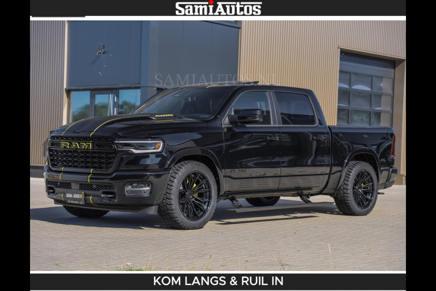 Dodge Ram Limited Night H.O 540HP 706Nm | Massage + Full Option | De Meest Luxe en Volle Pick-Up in zijn Klasse | Comfortabele Dubbele Cabine met Royale 5 Zitplaatsen | BPM vrij | Nu Leverbaar uit Voorraad | Voorraad Nr 2356 - 0990 | De specialist in Amerikaanse pick‑ups in Nederland en Europa.