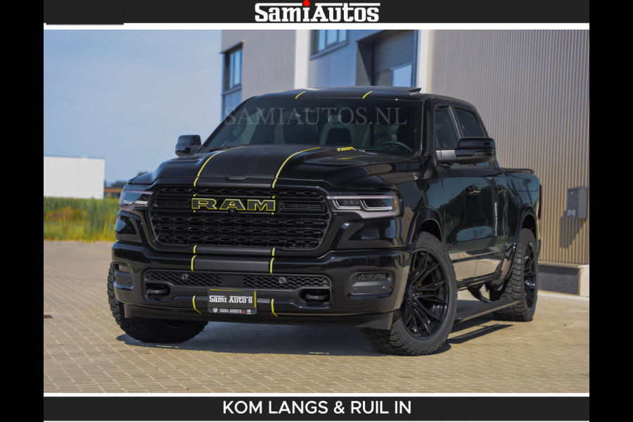 Dodge Ram Limited Night H.O 540HP 706Nm | Massage + Full Option | De Meest Luxe en Volle Pick-Up in zijn Klasse | Comfortabele Dubbele Cabine met Royale 5 Zitplaatsen | BPM vrij | Nu Leverbaar uit Voorraad | Voorraad Nr 2356 - 0990 | De specialist in Amerikaanse pick‑ups in Nederland en Europa.