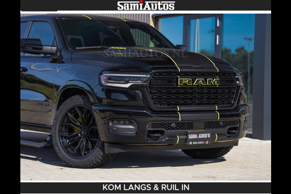 Dodge Ram Limited Night H.O 540HP 706Nm | Massage + Full Option | De Meest Luxe en Volle Pick-Up in zijn Klasse | Comfortabele Dubbele Cabine met Royale 5 Zitplaatsen | BPM vrij | Nu Leverbaar uit Voorraad | Voorraad Nr 2356 - 0990 | De specialist in Amerikaanse pick‑ups in Nederland en Europa.