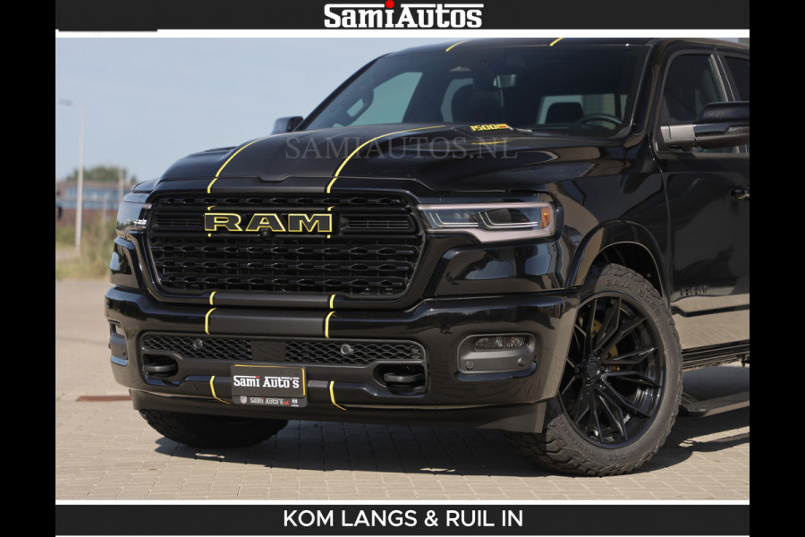 Dodge Ram Limited Night H.O 540HP 706Nm | Massage + Full Option | De Meest Luxe en Volle Pick-Up in zijn Klasse | Comfortabele Dubbele Cabine met Royale 5 Zitplaatsen | BPM vrij | Nu Leverbaar uit Voorraad | Voorraad Nr 2356 - 0990 | De specialist in Amerikaanse pick‑ups in Nederland en Europa.