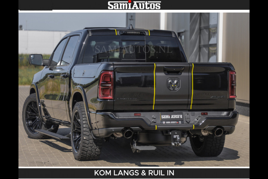 Dodge Ram Limited Night H.O 540HP 706Nm | Massage + Full Option | De Meest Luxe en Volle Pick-Up in zijn Klasse | Comfortabele Dubbele Cabine met Royale 5 Zitplaatsen | BPM vrij | Nu Leverbaar uit Voorraad | Voorraad Nr 2356 - 0990 | De specialist in Amerikaanse pick‑ups in Nederland en Europa.