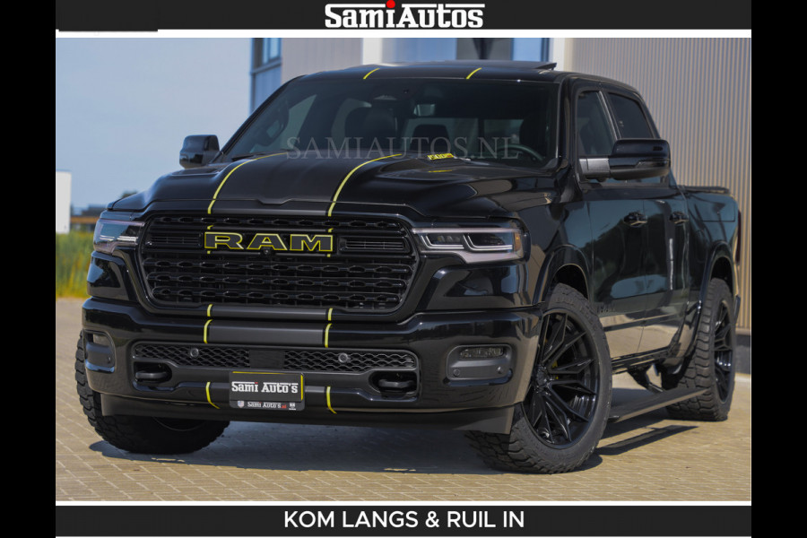 Dodge Ram Limited Night H.O 540HP 706Nm | Massage + Full Option | De Meest Luxe en Volle Pick-Up in zijn Klasse | Comfortabele Dubbele Cabine met Royale 5 Zitplaatsen | BPM vrij | Nu Leverbaar uit Voorraad | Voorraad Nr 2356 - 0990 | De specialist in Amerikaanse pick‑ups in Nederland en Europa.