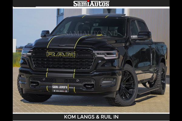 Dodge Ram Limited Night H.O 540HP 706Nm | Massage + Full Option | De Meest Luxe en Volle Pick-Up in zijn Klasse | Comfortabele Dubbele Cabine met Royale 5 Zitplaatsen | BPM vrij | Nu Leverbaar uit Voorraad | Voorraad Nr 2356 - 0990 | De specialist in Amerikaanse pick‑ups in Nederland en Europa.