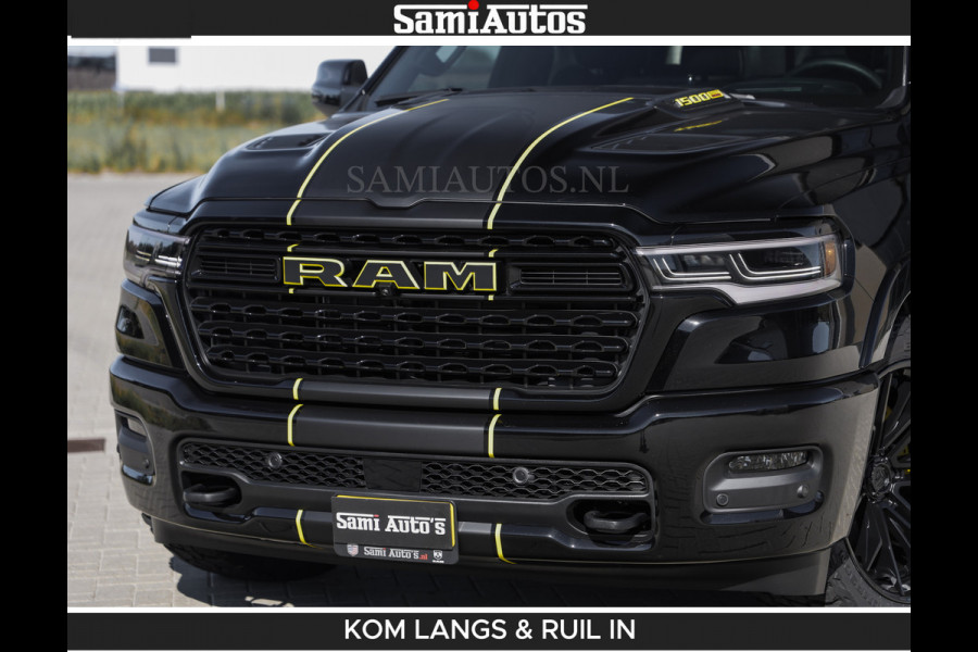 Dodge Ram Limited Night H.O 540HP 706Nm | Massage + Full Option | De Meest Luxe en Volle Pick-Up in zijn Klasse | Comfortabele Dubbele Cabine met Royale 5 Zitplaatsen | BPM vrij | Nu Leverbaar uit Voorraad | Voorraad Nr 2356 - 0990 | De specialist in Amerikaanse pick‑ups in Nederland en Europa.