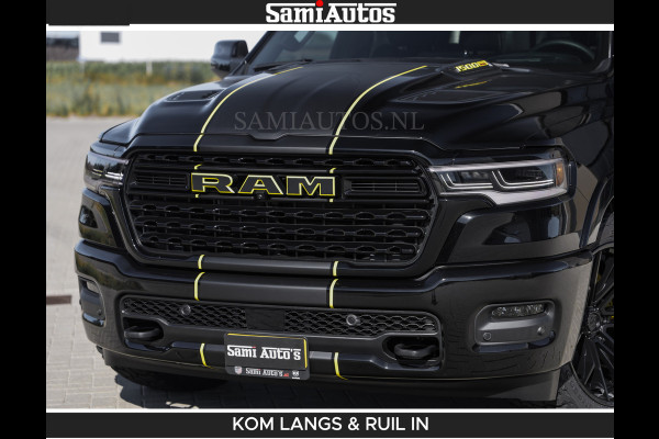 Dodge Ram Limited Night H.O 540HP 706Nm | Massage + Full Option | De Meest Luxe en Volle Pick-Up in zijn Klasse | Comfortabele Dubbele Cabine met Royale 5 Zitplaatsen | BPM vrij | Nu Leverbaar uit Voorraad | Voorraad Nr 2356 - 0990 | De specialist in Amerikaanse pick‑ups in Nederland en Europa.