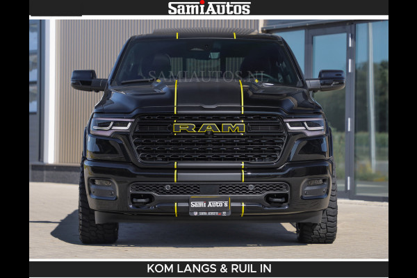 Dodge Ram Limited Night H.O 540HP 706Nm | Massage + Full Option | De Meest Luxe en Volle Pick-Up in zijn Klasse | Comfortabele Dubbele Cabine met Royale 5 Zitplaatsen | BPM vrij | Nu Leverbaar uit Voorraad | Voorraad Nr 2356 - 0990 | De specialist in Amerikaanse pick‑ups in Nederland en Europa.