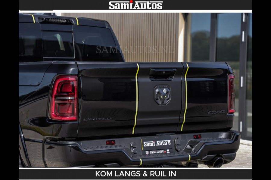 Dodge Ram Limited Night H.O 540HP 706Nm | Massage + Full Option | De Meest Luxe en Volle Pick-Up in zijn Klasse | Comfortabele Dubbele Cabine met Royale 5 Zitplaatsen | BPM vrij | Nu Leverbaar uit Voorraad | Voorraad Nr 2356 - 0990 | De specialist in Amerikaanse pick‑ups in Nederland en Europa.