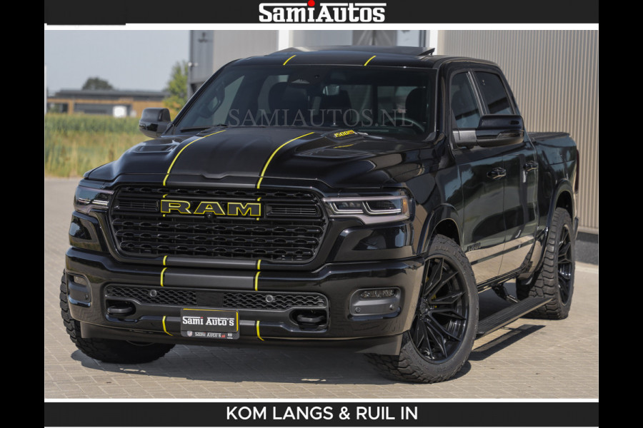 Dodge Ram Limited Night H.O 540HP 706Nm | Massage + Full Option | De Meest Luxe en Volle Pick-Up in zijn Klasse | Comfortabele Dubbele Cabine met Royale 5 Zitplaatsen | BPM vrij | Nu Leverbaar uit Voorraad | Voorraad Nr 2356 - 0990 | De specialist in Amerikaanse pick‑ups in Nederland en Europa.