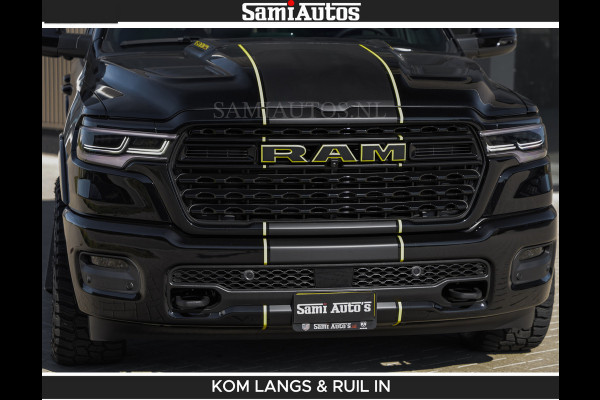 Dodge Ram Limited Night H.O 540HP 706Nm | Massage + Full Option | De Meest Luxe en Volle Pick-Up in zijn Klasse | Comfortabele Dubbele Cabine met Royale 5 Zitplaatsen | BPM vrij | Nu Leverbaar uit Voorraad | Voorraad Nr 2356 - 0990 | De specialist in Amerikaanse pick‑ups in Nederland en Europa.