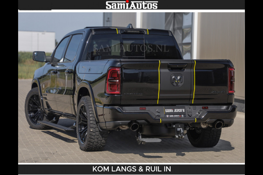 Dodge Ram Limited Night H.O 540HP 706Nm | Massage + Full Option | De Meest Luxe en Volle Pick-Up in zijn Klasse | Comfortabele Dubbele Cabine met Royale 5 Zitplaatsen | BPM vrij | Nu Leverbaar uit Voorraad | Voorraad Nr 2356 - 0990 | De specialist in Amerikaanse pick‑ups in Nederland en Europa.