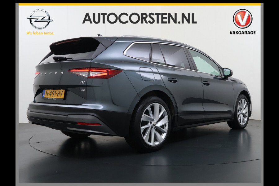 Škoda ENYAQ iV 80 SOH 90% Warmtepomp Adap.Cruise Camera Stuur+Stoelverwarming Blind Spot 3-Zone Ecc Navi Apple Carplay Android Auto Matrix Led  Assistentie Pakket Comfort-pakket Lane Assist P-Assist Lmv 20" Privacy Glas Pdc Isofix Origineel Nederlandse Auto Dealeronderhouden