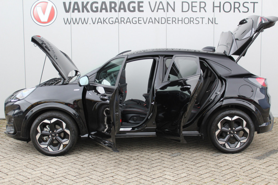 Ford Puma 1.0-125pk EcoBoost Mild-Hybrid ST-Line X. Fabrieksgarantie t/m 03-12-2029 ! Slechts 3.000km ! Autm. airco, cruise control, navigatie, telefoonvoorb., stoel-, stuur- en voorraamverwarming, bestuurdersassistent pakket etc.