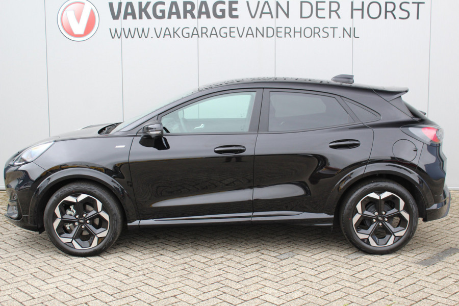 Ford Puma 1.0-125pk EcoBoost Mild-Hybrid ST-Line X. Fabrieksgarantie t/m 03-12-2029 ! Slechts 3.000km ! Autm. airco, cruise control, navigatie, telefoonvoorb., stoel-, stuur- en voorraamverwarming, bestuurdersassistent pakket etc.
