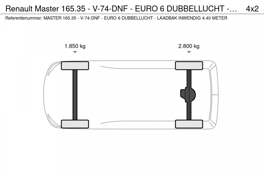 Renault Master 165.35 - V-74-DNF - EURO 6 DUBBELLUCHT - LAADBAK - LAADKLEP