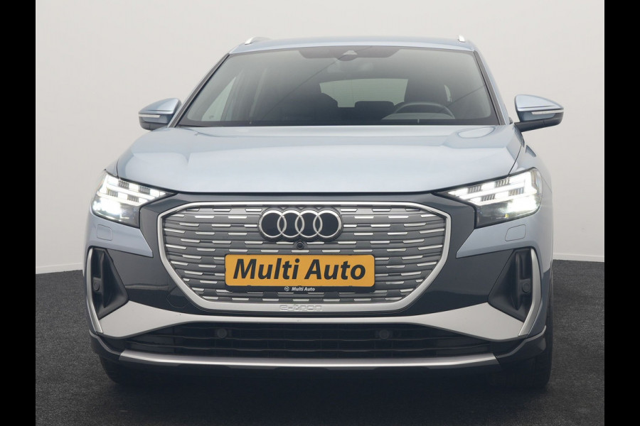 Audi Q4 e-tron 40 2x S Line 82 kWh 204pk Dealer O.H | Trekhaak Af Fabriek | Matrix LED | Keyless | Lederen Sportstoelen Verwarmd | BLIS | Apple Carplay | Lane Assist | Virtual | Navigatie | DAB | 20"L.M |
