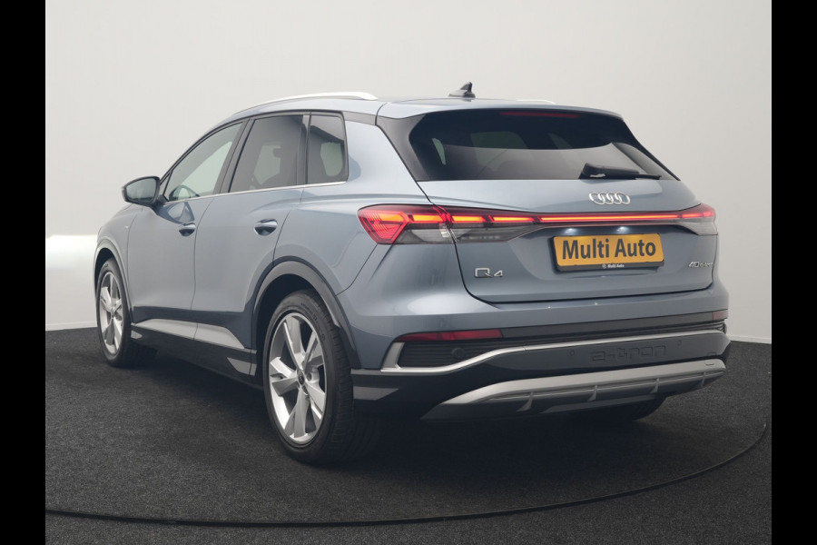 Audi Q4 e-tron 40 2x S Line 82 kWh 204pk Dealer O.H | Trekhaak Af Fabriek | Matrix LED | Keyless | Lederen Sportstoelen Verwarmd | BLIS | Apple Carplay | Lane Assist | Virtual | Navigatie | DAB | 20"L.M |