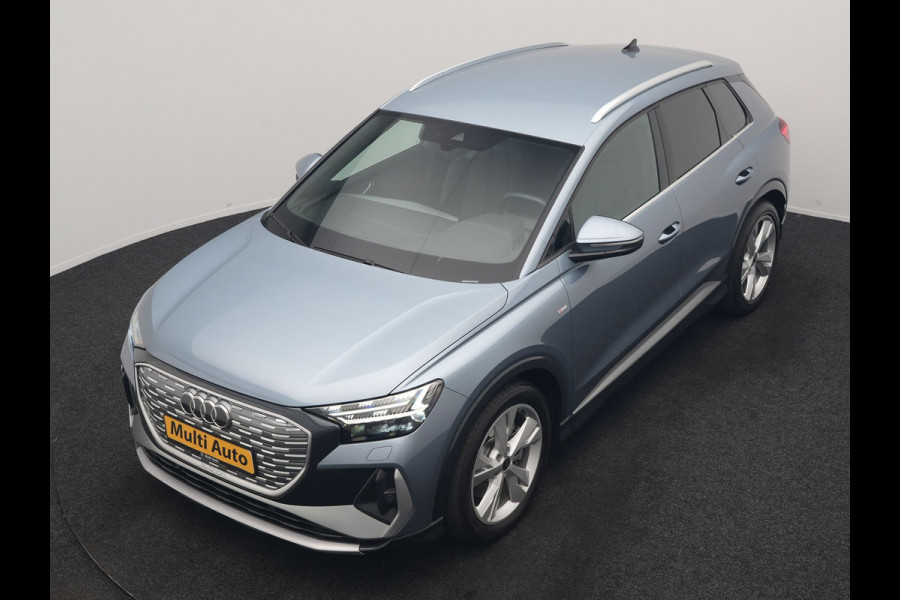 Audi Q4 e-tron 40 2x S Line 82 kWh 204pk Dealer O.H | Trekhaak Af Fabriek | Matrix LED | Keyless | Lederen Sportstoelen Verwarmd | BLIS | Apple Carplay | Lane Assist | Virtual | Navigatie | DAB | 20"L.M |