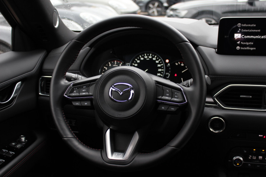 Mazda CX-5 2.0 e-SkyActiv-G M Hybrid 165 Homura / Trekhaak / Schuifdak / 360Camera / Head-up / Leder / 19'' / Bose / Keyless / Stoelventilatie+Verwarmd / Dodehoek / DAB / ACC