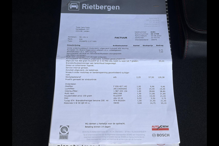 Kia Picanto 1.0 T-GDI GT-Line 102pk l Draadloze telefoonlader l Carplay l 2e Eigenaar l Keyless l Camera l Stoelverw-Stuurverw l Leder l Navi l Airco l Cruise l Lm velgen l Pdc l N.A.P l Net beurt gehad l Apk tot 09-2027