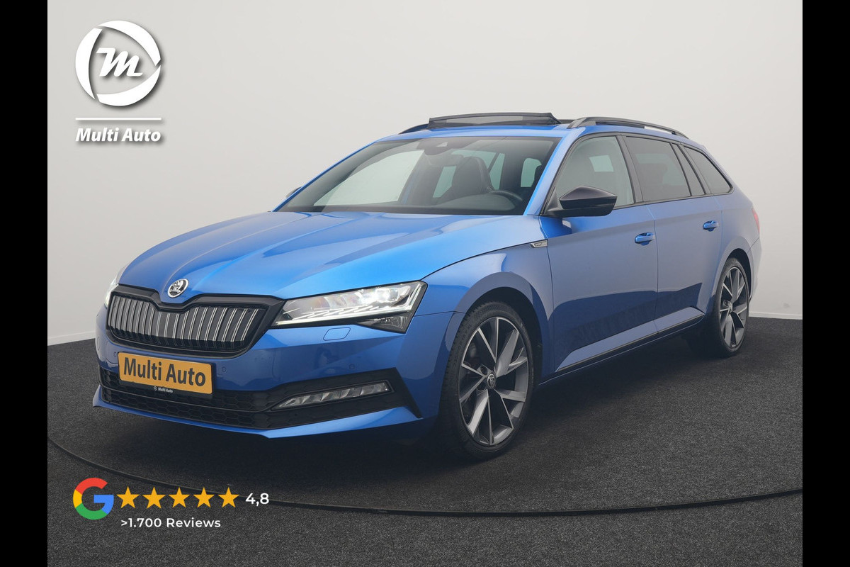 Škoda Superb Combi 1.4 TSI iV Sportline PHEV 218pk Dealer O.H | Panodak | Adaptive Cruise | Camera | Crystal LED | Alcantara Sportstoelen Memory & Verwarmd | Keyless | Apple Carplay | Virtual | Navigatie | DAB | 19"L.M |