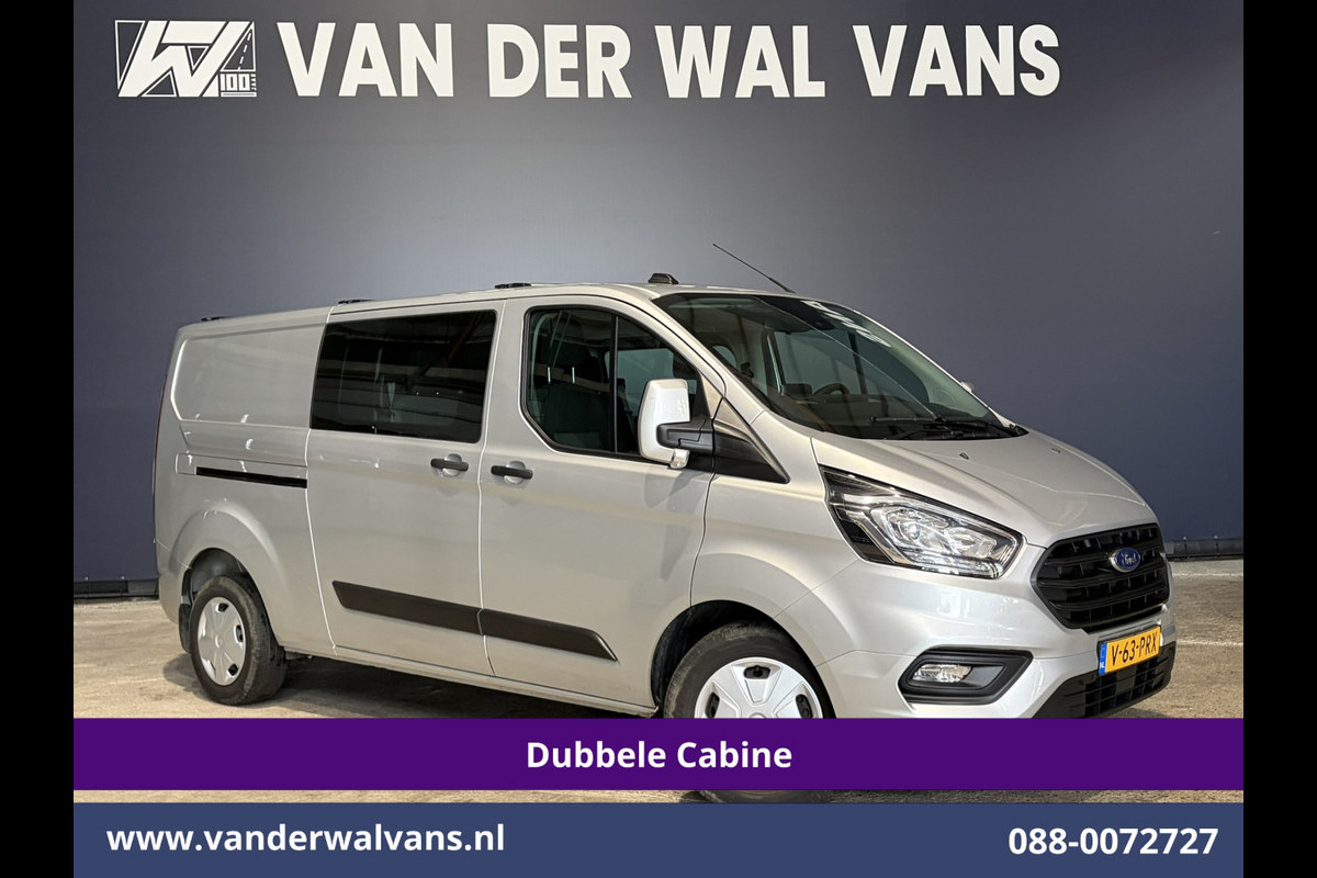 Ford Transit Custom 2.0 TDCI 131pk L2H1 Dubbele Cabine Euro6 Airco | 5-Zits | Camera | Apple Carplay | LED | 2800kg Trekhaak Android Auto, Cruisecontrol, Parkeersensoren, Stoelverwarming, Verwarmde voorruit, Dakdragers