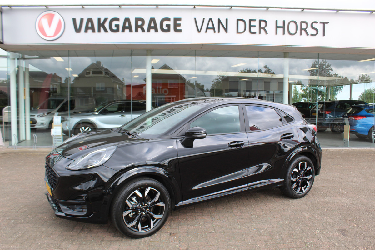 Ford Puma 1.0-125pk EcoBoost Hybrid ST-Line X. April 2024 ! Slechts 9.700km ! Autm. airco, navigatie, telefoonvoorb., camera, pdc v+a, parkeerassistent, LED verl., metallic lak, LM wielen, stoel-, stuur- en voorraamverw., lane- en sideassist, adapt. cruise cntrl etc