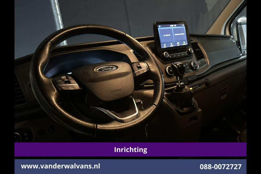 Ford Transit Custom 2.0 TDCI 130pk L2H1 Inrichting Euro6 Airco | Omvormer | Camera | Apple Carplay | LED | Cruisecontrol | Leder Android Auto, Stoelverwarming, Verwarmde voorruit, 2800kg Trekhaak, Parkeersensoren, Bijrijdersbank, Achterklep