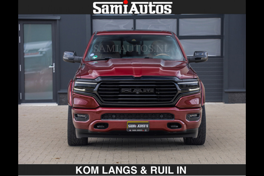 Dodge Ram LONGHORN | WIDE BODY | 5.7 V8 | BREDE WIELEN | BOM VOL | HUD | BRUIN LEDER | LUCHTVERING | PANODAK | RONDOM CAMERA | OPEN UITLAA DUBBELE CABINE | 5 PERSOONS | CREW CAB DC | SPECIAL ONE | DEALER ONDERHOUDEN | Eerste eigenaar |