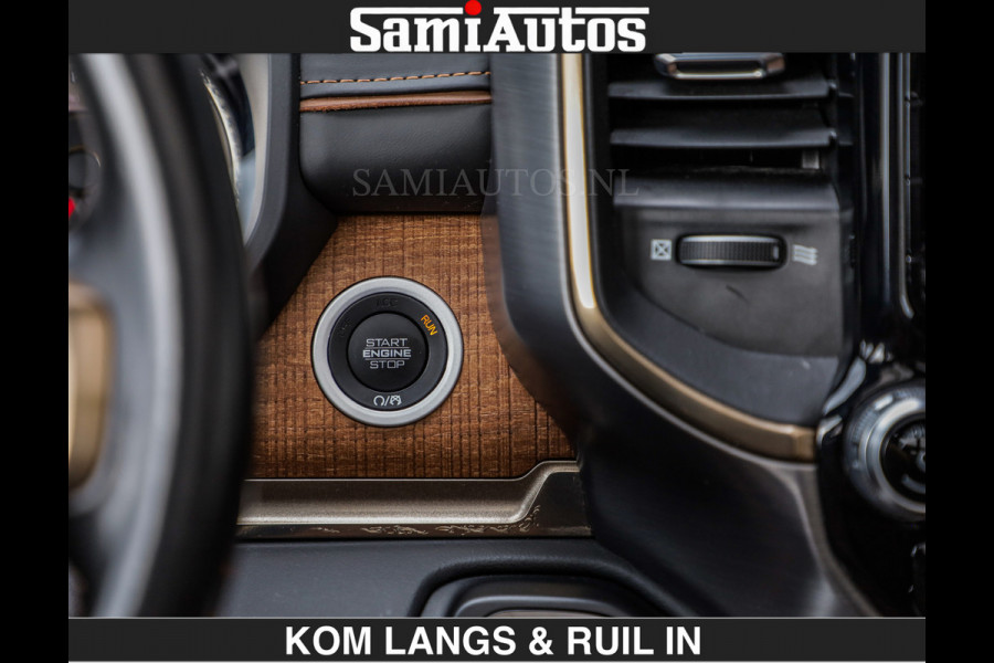Dodge Ram LONGHORN | WIDE BODY | 5.7 V8 | BREDE WIELEN | BOM VOL | HUD | BRUIN LEDER | LUCHTVERING | PANODAK | RONDOM CAMERA | OPEN UITLAA DUBBELE CABINE | 5 PERSOONS | CREW CAB DC | SPECIAL ONE | DEALER ONDERHOUDEN | Eerste eigenaar |