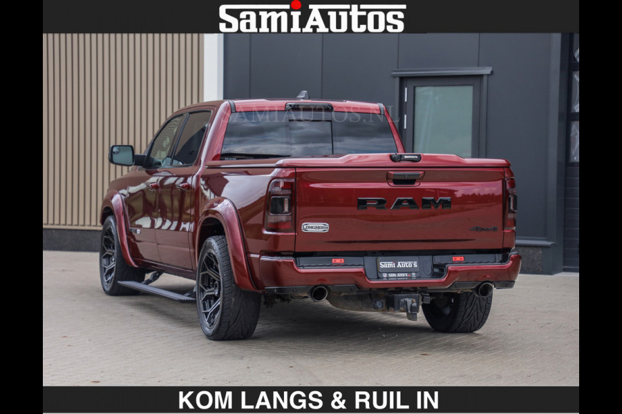Dodge Ram LONGHORN | WIDE BODY | 5.7 V8 | BREDE WIELEN | BOM VOL | HUD | BRUIN LEDER | LUCHTVERING | PANODAK | RONDOM CAMERA | OPEN UITLAA DUBBELE CABINE | 5 PERSOONS | CREW CAB DC | SPECIAL ONE | DEALER ONDERHOUDEN | Eerste eigenaar |