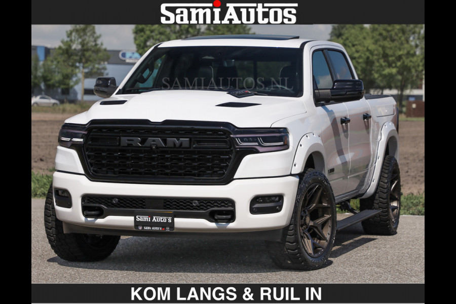 Dodge Ram LIMITED H.O 540 PK 706Nm | Massage + Full Option | De Meest Luxe en Volle Pick-Up in zijn Klasse | Comfortabele Dubbele Cabine met Royale 5 Zitplaatsen | BPM vrij | Nu Leverbaar uit Voorraad | Voorraad Nr 2336 - 7700 | De specialist in Amerikaanse pick‑ups in Nederland en Europa.