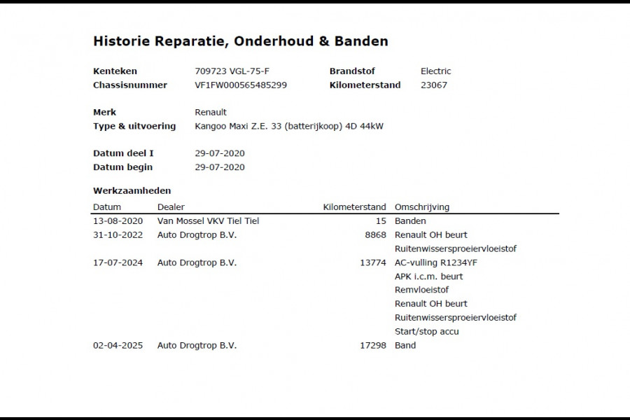 Renault Kangoo Z.E. Automaat Maxi SOH 96% Incl. Accu Airco Cruise Control Pdc Betonplex Vloer Lat om Lat Schuifdeur Dealeronderhouden 1e Eigenaar Origineel Nederlandse Auto