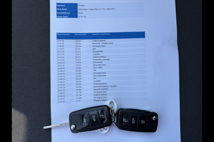 Volkswagen Caddy 2.0 TDI L2H1 BMT Maxi / vaste prijs rijklaar € 14.950 ex btw / lease vanaf € 252 / euro 6 / bpm vrij / Flexmo ingerichte laadruimte / pdc achter / airco / cruise
