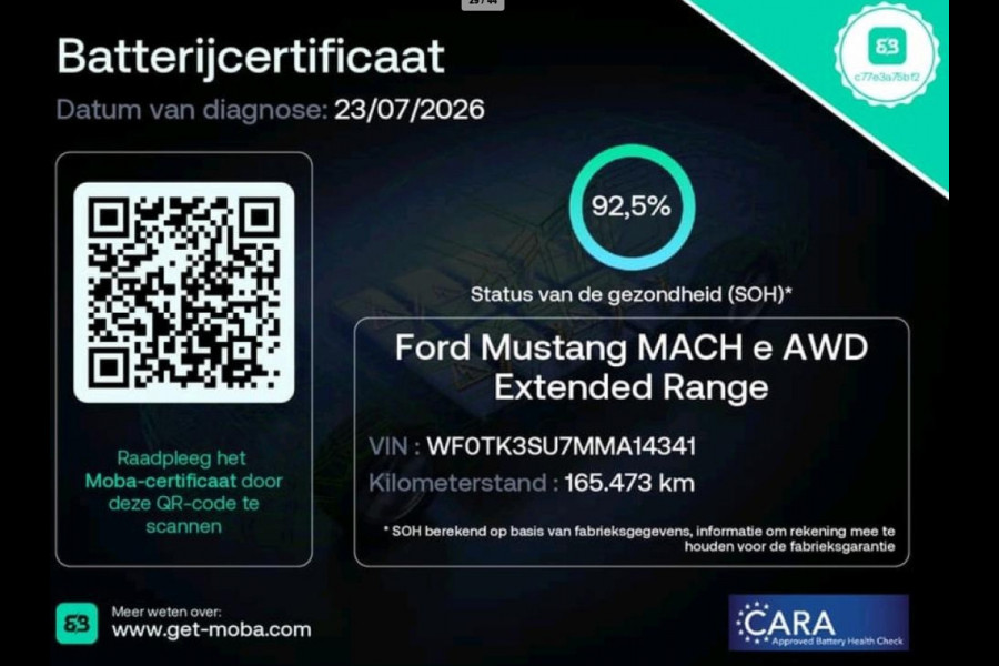 Ford Mustang Mach-E Extended First Edition AWD 98 kWh 93% SOH PANO