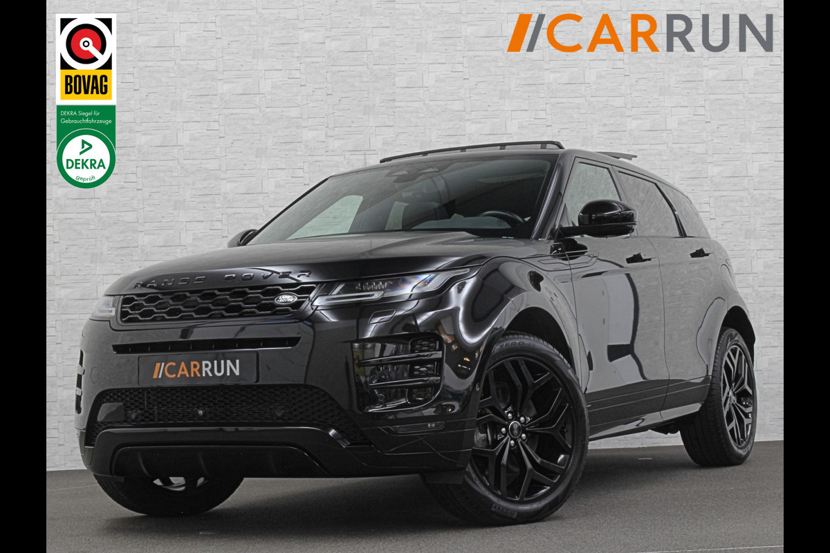 Land Rover Range Rover Evoque P300e AWD R-Dynamic HSE | Panorama | 360 Camera | Leder | Memory | Digitale-Cockpit | Keyless-Entry | Meridian-Sound | Stuurverwarming | Getint Glas | Black-Optic | 20 inch | Stand-Clima | Dodehoek | Lane Assist | Camera-Spiegel |