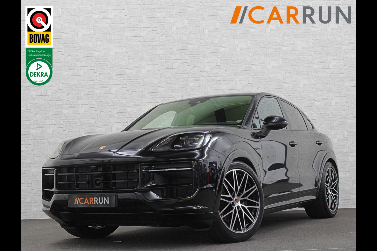 Porsche Cayenne Coupé 3.0 E-Hybrid | Passenger Display | 360 Camera | Sport-Design | ACC | Sport-Chrono | Soft-Close | BOSE | Panorama | Trekhaak 3500kg trekgewicht | 4-Zone Clima | Matrix-LED | Keyless-Entry | Sfeerverlichting | Luchtvering | 22 Inch | Leder Dashboard | Dodehoek | Memory | Carplay |
