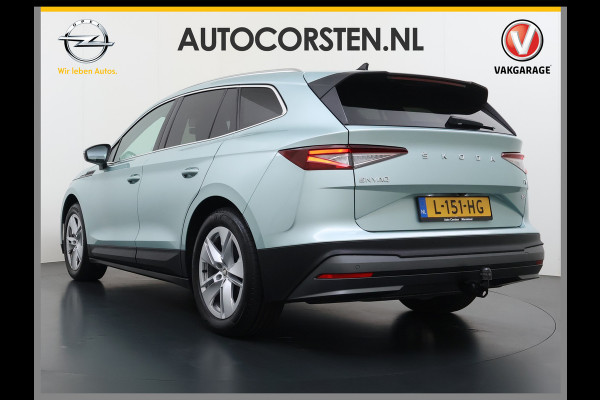Škoda ENYAQ iV 80 204PK Leder Trekhaak Adap.Cruise Stoel+Stuurverwarming Camera 3-Zone Ecc Elek.Achterklep Keyless Apple Carplay Android Auto N Comfort plus-pakket  Assistentie Pakket Climate-pakket P-Assist Lmv Led Isofix Privacy Glas 1.000KG Trekgewicht 1e Eigenaar Origineel Nederlandse Auto