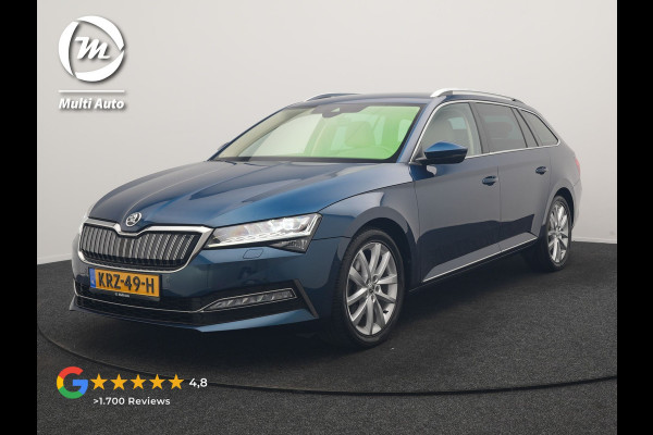 Škoda Superb Combi 1.4 TSI iV Laurin & Klement PHEV 218pk Dealer O.H. | Trekhaak Af Fabriek | Adaptive Cruise | Camera | Lederen Comfortzetels Memory & Verwarmd | Stuur Verwarmd | Canton Audio | Blis | Keyless | Apple Carplay | Crystal LED | Navigatie | DAB | Plug In Hybrid |
