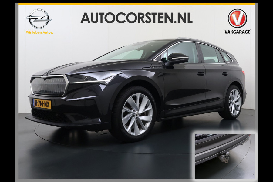 Škoda ENYAQ iV 80 204PK SOH 91% Verlichte Grille Trekhaak Stoel+Stuurverwarming 3-Zone Ecc Camera Apple Carplay Android Auto Navi Sport Pakket Led Matrix Rijstrooksensor Isofix Keyless 1.000KG Trekgewicht Origineel Nederlandse Auto