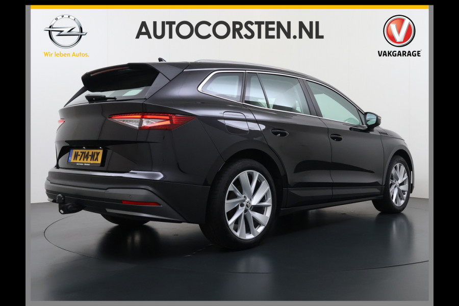 Škoda ENYAQ iV 80 204PK SOH 91% Verlichte Grille Trekhaak Stoel+Stuurverwarming 3-Zone Ecc Camera Apple Carplay Android Auto Navi Sport Pakket Led Matrix Rijstrooksensor Isofix Keyless 1.000KG Trekgewicht Origineel Nederlandse Auto