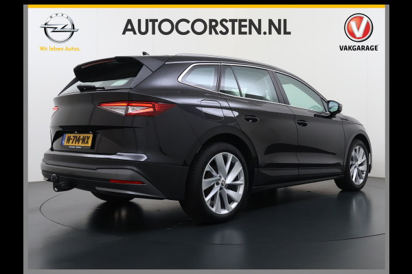 Škoda ENYAQ iV 80 204PK SOH 91% Verlichte Grille Trekhaak Stoel+Stuurverwarming 3-Zone Ecc Camera Apple Carplay Android Auto Navi Sport Pakket Led Matrix Rijstrooksensor Isofix Keyless 1.000KG Trekgewicht Origineel Nederlandse Auto