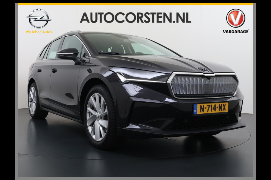 Škoda ENYAQ iV 80 204PK SOH 91% Verlichte Grille Trekhaak Stoel+Stuurverwarming 3-Zone Ecc Camera Apple Carplay Android Auto Navi Sport Pakket Led Matrix Rijstrooksensor Isofix Keyless 1.000KG Trekgewicht Origineel Nederlandse Auto