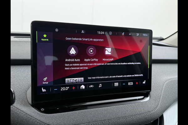 Škoda ENYAQ iV 80 204PK SOH 91% Verlichte Grille Trekhaak Stoel+Stuurverwarming 3-Zone Ecc Camera Apple Carplay Android Auto Navi Sport Pakket Led Matrix Rijstrooksensor Isofix Keyless 1.000KG Trekgewicht Origineel Nederlandse Auto