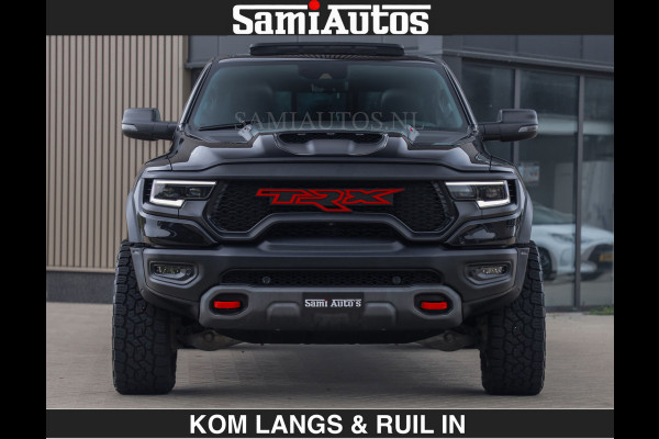 Dodge Ram TRX HELLCAT | 6.2 V8 712PK SUPERCHARGER | RODE STIKSELS | FULLY LOADED | CARBON | CREW CAB | DUBBELE CABINE | 5 PERSOONS | De specialist in Amerikaanse pick‑ups in Nederland en Europa.