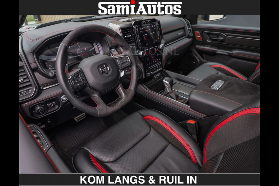Dodge Ram TRX HELLCAT | 6.2 V8 712PK SUPERCHARGER | RODE STIKSELS | FULLY LOADED | CARBON | CREW CAB | DUBBELE CABINE | 5 PERSOONS | De specialist in Amerikaanse pick‑ups in Nederland en Europa.